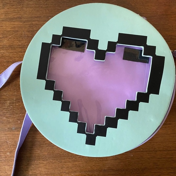 Purple Circle Ita Pin Crossbody Bag Purse With Interchangeable Front Panels - Picture 5 of 11